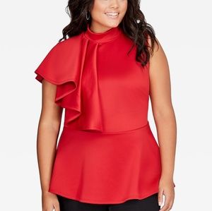 Ruffle Shoulder Peplum Top